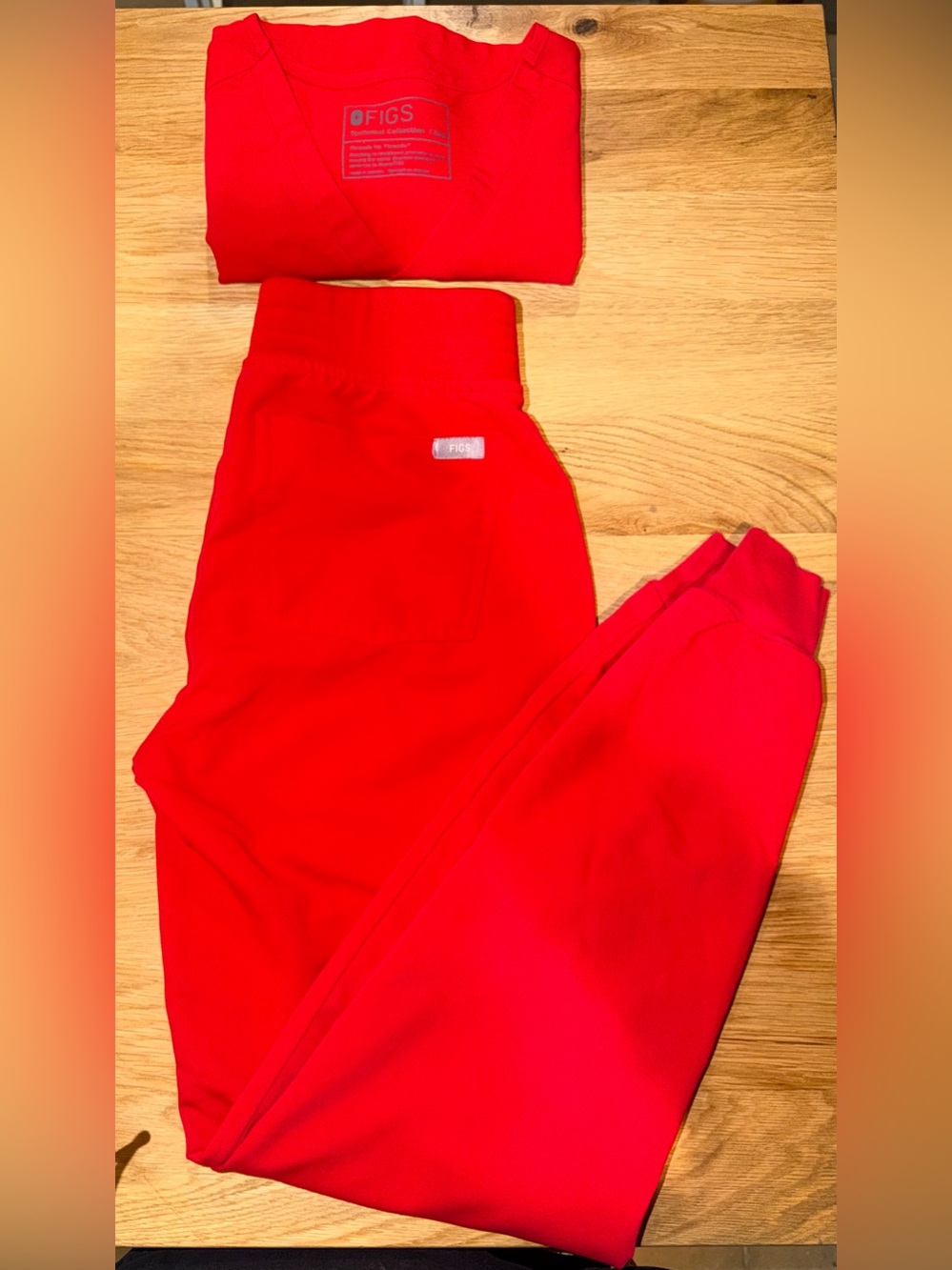 FIGS Red Track Pants & Top Set